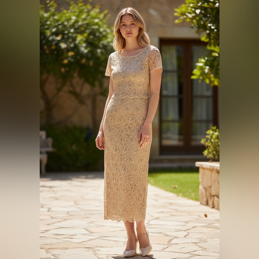 Vintage "F4" Stenay Elegant 1980 Dress in Gold